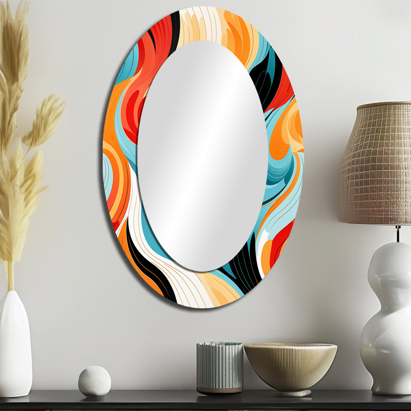 Tribal Camo Fusion - Grand miroir mural ovale sur métal, H 36 po x l 24 po