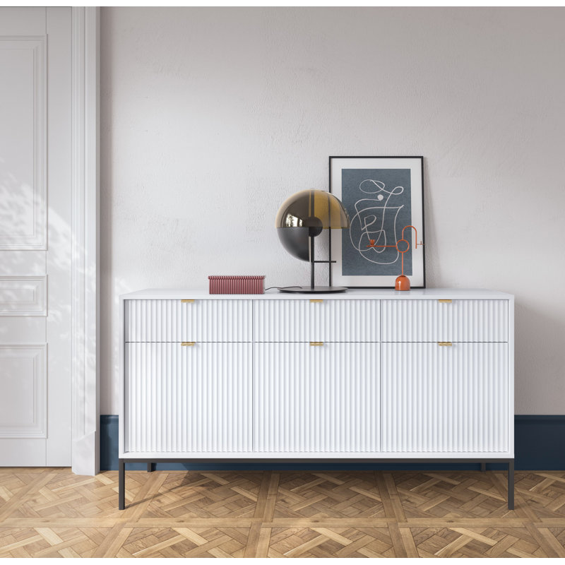 Iriyana 154cm Sideboard, White/Black