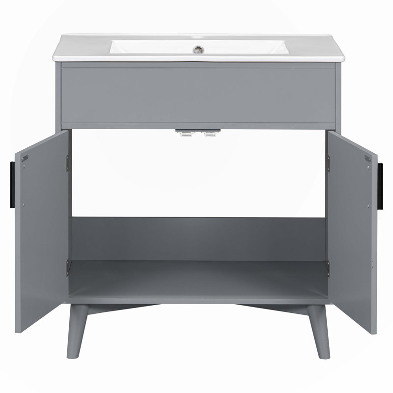 Meuble-lavabo simple avec plateau 30,00 po Iamandi, Gris