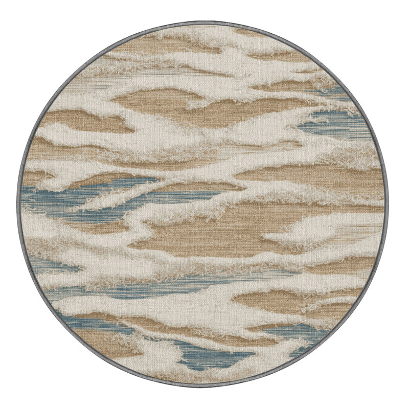 Washable Beach Foam Hawaiian Area Rug, Round 5'