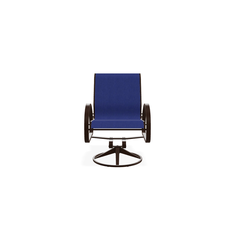 Aruba 1 Outdoor Dining Armchair, Textured Kona, Atlantis Royal Blue Sunbrella®