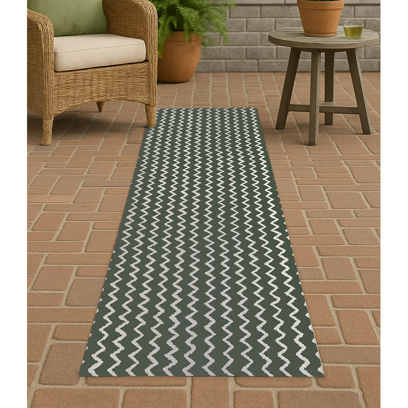 Tapis d'extérieur à motif de chevrons antidérapant, Tapis de couloir 2 pi 6 po x 8 pi