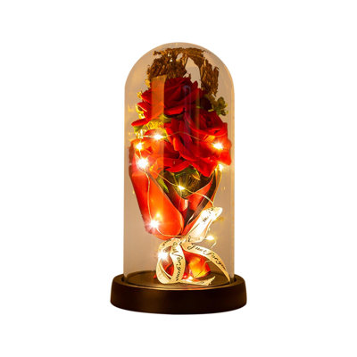 Preserved Flowers Bouquet Day Rose Presents For Women Forever Roses Stored Plastic Domes Preserved Rose Gifts For Wives Girlfriend Brides