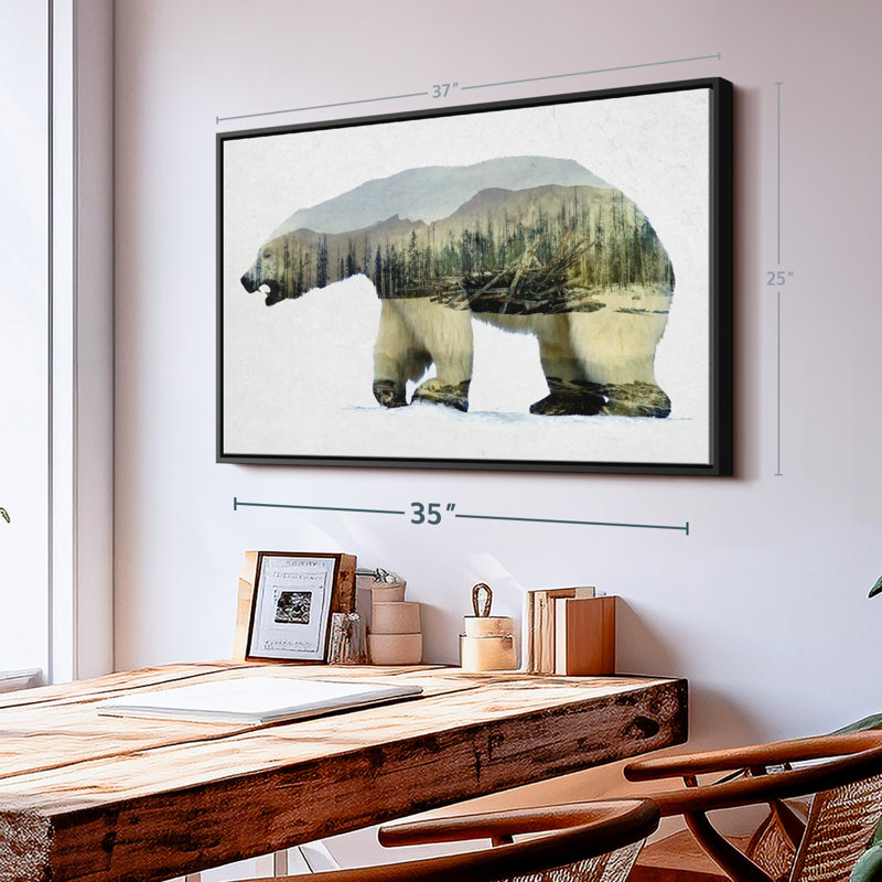 Arctic Polar Bear Wall Art Canvas Print, H 25 po x l 37 po