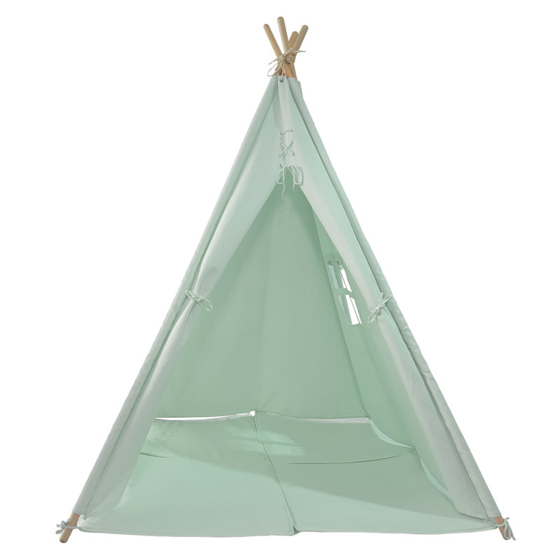 Sunny 120cm W x 120cm D Indoor / Outdoor Cotton,Spruce Wood Play Tent, Green