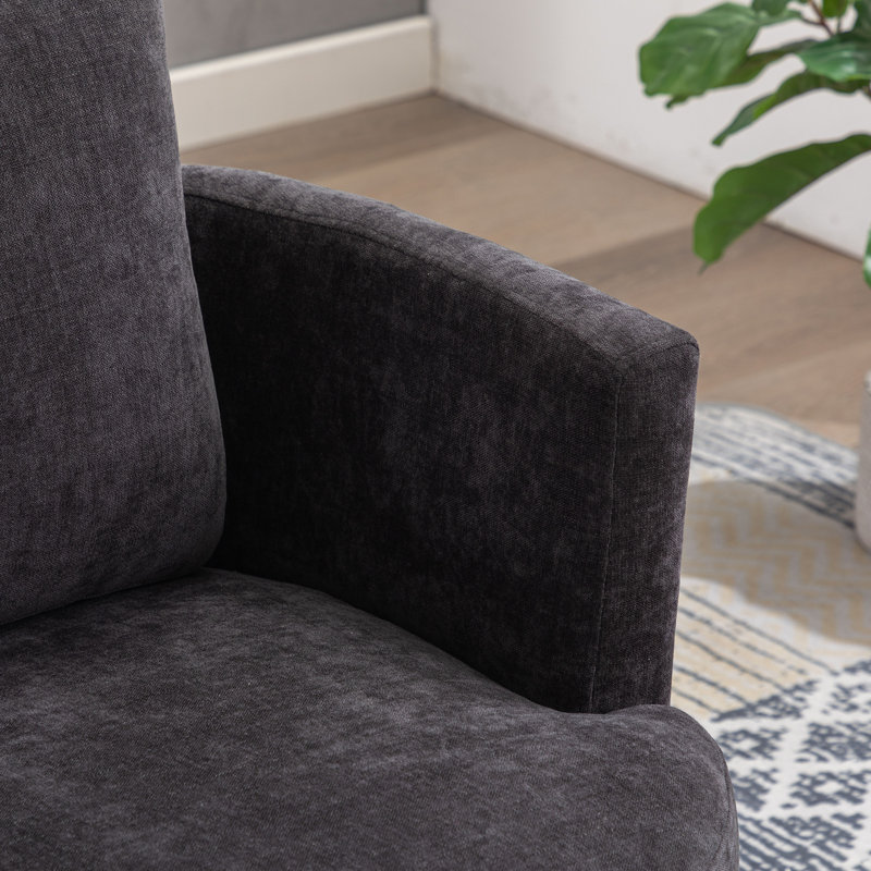 Chaises d'appoint pivotantes, fauteuil demi-tonneau moderne en chenille noire pour la maison