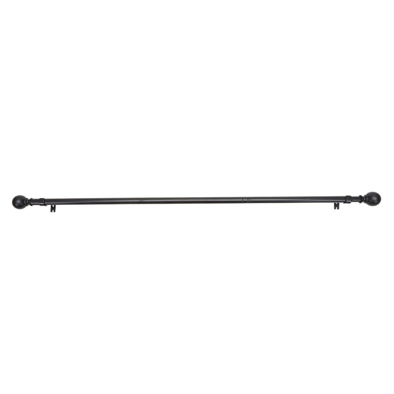 Black Aluminium Alloy, Resin Adjustable 3cm Bay Window Single Curtain Rod, 5.5cm H x 121cm W x 3cm D