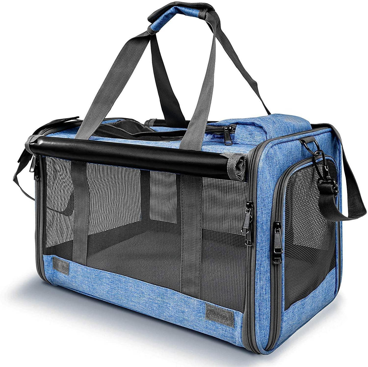 Cat Carrier, Pet Carrier for Large Cats, Soft-Sided Cat Carrier with a  Bowl/Front Storage Bag for Small Medium Cats Dogs up to 20lbs, Collapsible  Travel Cat Carrier, TSA Approved(Blue) 
