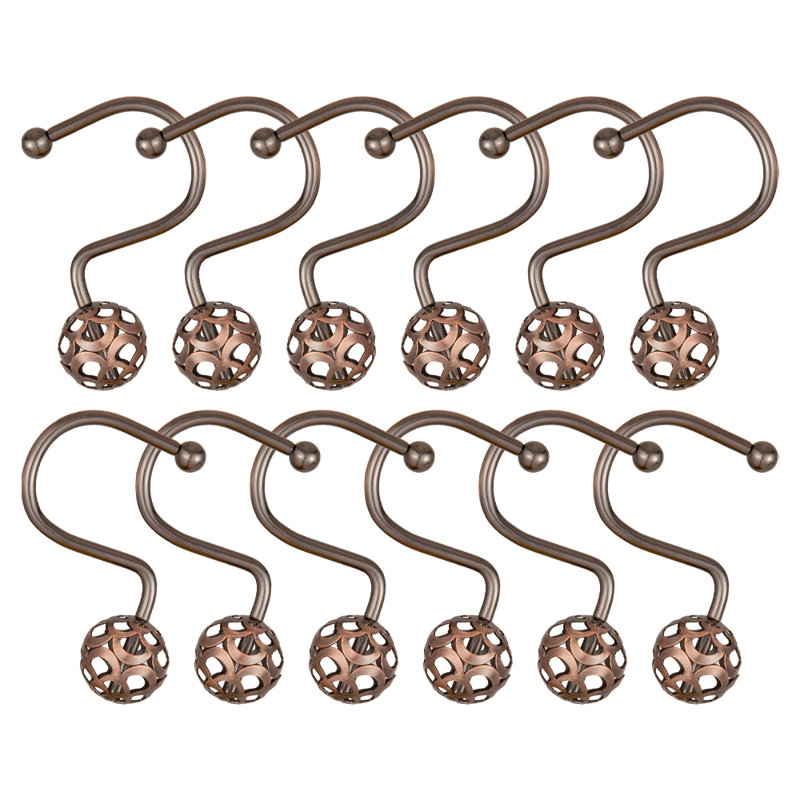 Crochets de rideau de douche pour salle de bain, Bronze