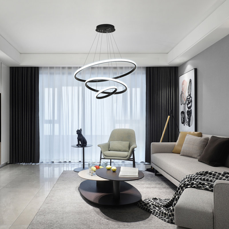 Hayhurst 3 - Light Unique Pendant Light Chandelier, Matte Black, 60cm H x 40cm W x 20cm D
