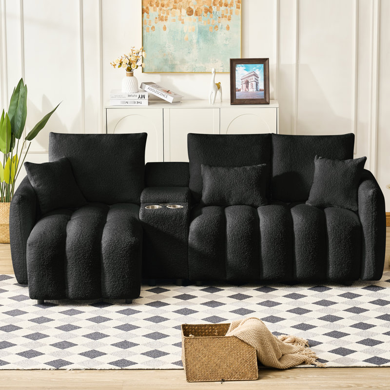 Nuage modulaire 91,7 po avec console, porte-gobelet, noir, 91,7 po