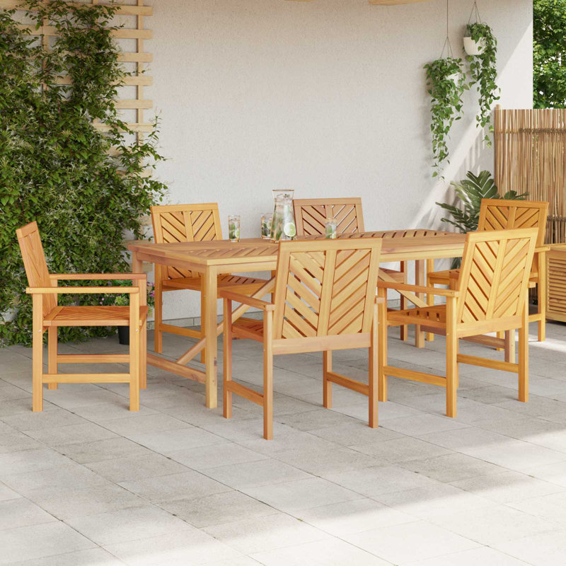 6 - Person Acacia Patio Dining Set with Rectangular Table