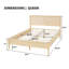 Structure de lit plateforme grand lit en bois avec tête de lit à panneau classique, support de lattes en bois, aucun sommier requis, assemblage facile, naturel-1694815770-1694815772