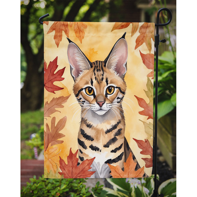 Chat en feuilles d'automne drapeau de jardin, Savannah