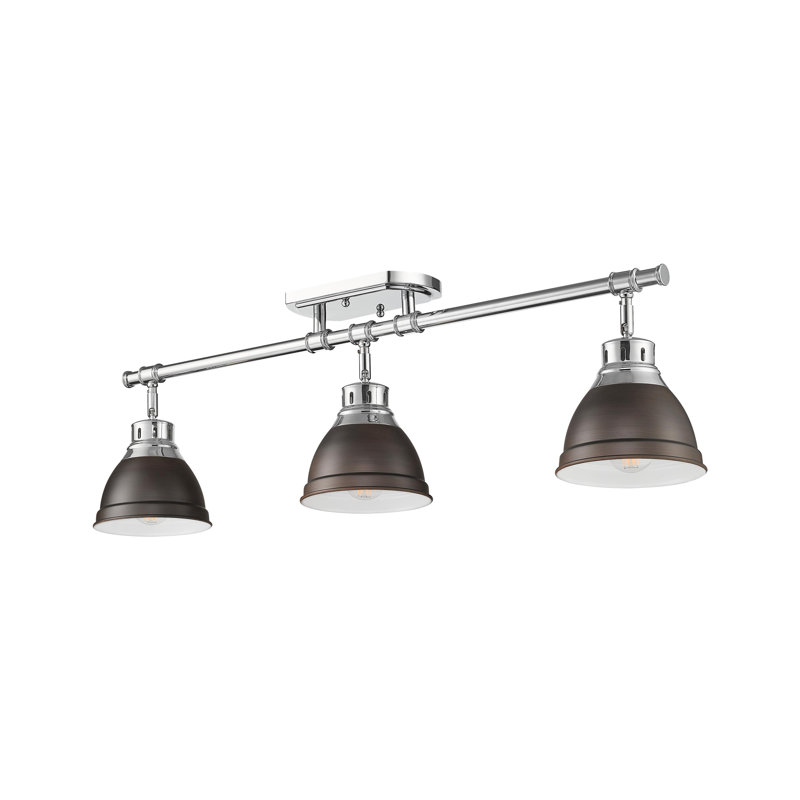 Bryannah 3-Light Semi-Flush - Track Light, Chrome, Rubbed Bronze