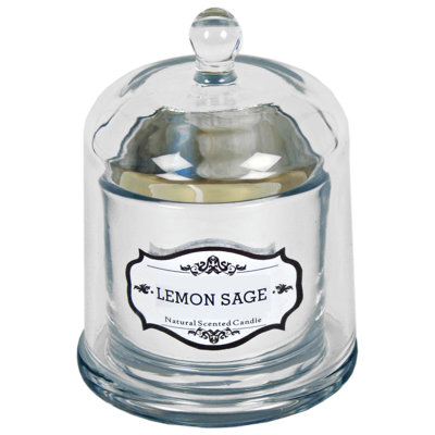Lemon Sage Scented Jar Candle with Glass Holder