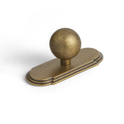 Poignée ronde en laiton antique de 1 po de diamètre avec panneau arrière - G014