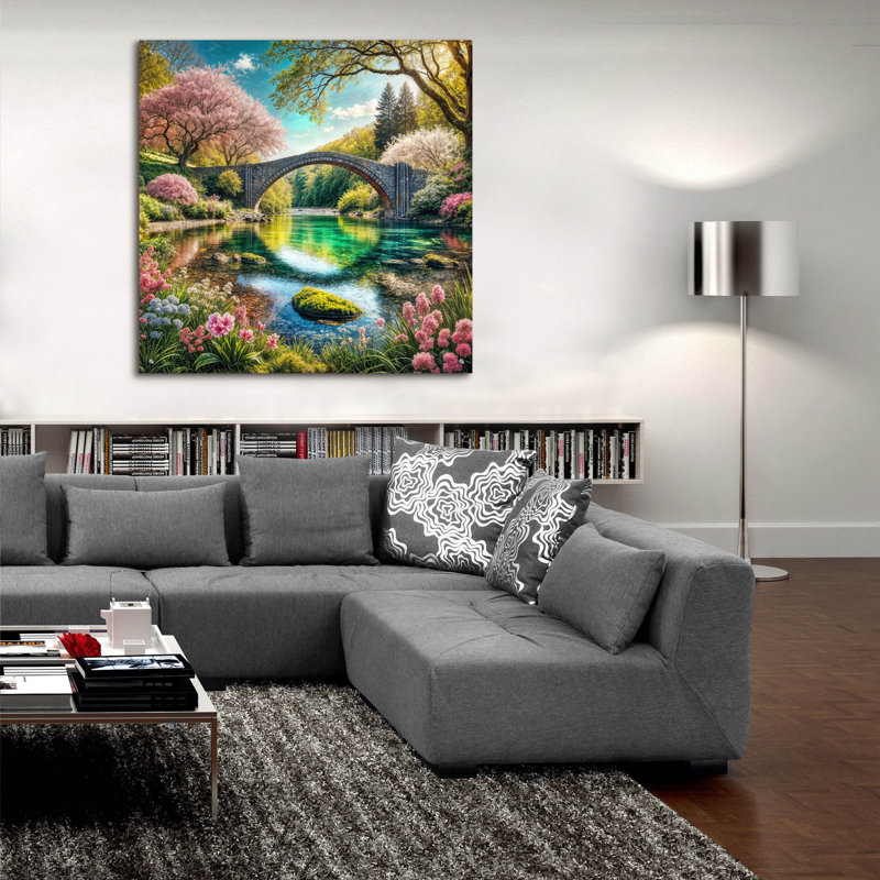  «Round Bridge - Magical Place» par Rey Klimt, art mural en verre acrylique, H 36 po x l 36 po