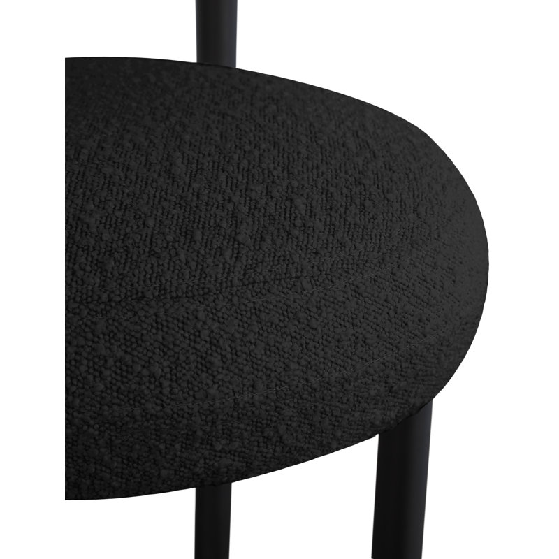 Bordeaux 26.5" Counter Stool, Black Boucle Fabric