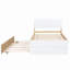Cadre de lit simple moderne pour tête et pied de lit blanc brillant avec couchette en chêne clair