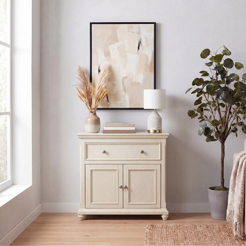 Commode 2 tiroirs Carl, Creme