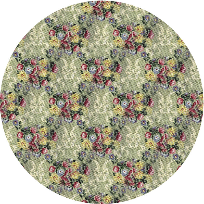 Tapis vert / rouge Power Loom, Rond 7 pi