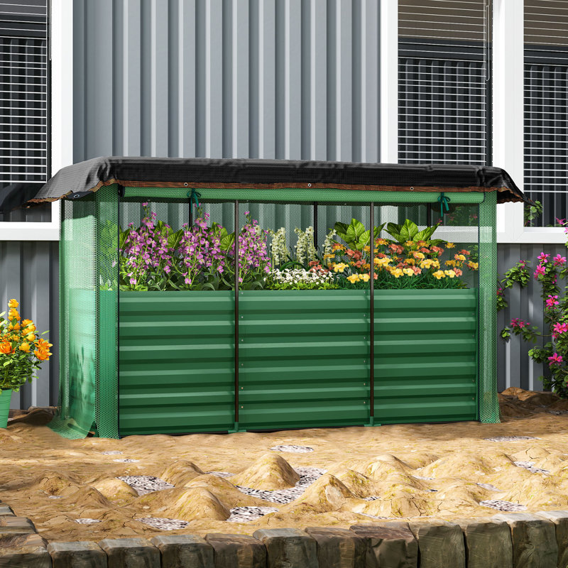 Protected Large Planters, Galvanized Steel Modern Outdoor Garden Bed