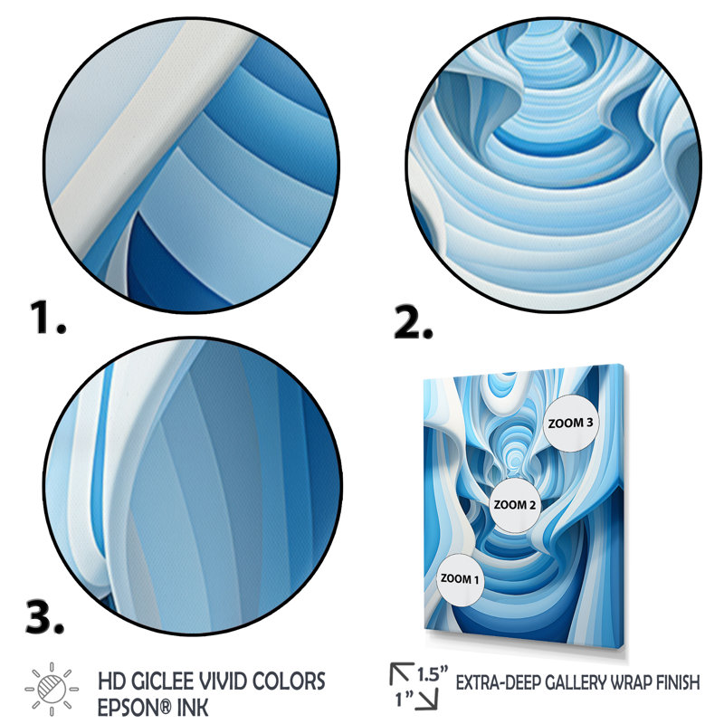 Op Art Blue Focus III - impression, Cadre flottant noir, H 40 po x l 30 po x P 1,5 po