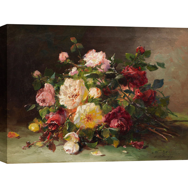3AA6535 Bouquet Of Roses by Eugene Henri Cauchois - Wrapped Canvas Painting, 70cm H x 100cm W x 4cm D