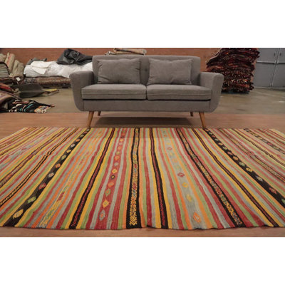 Tapis rayé en laine 5 x 5