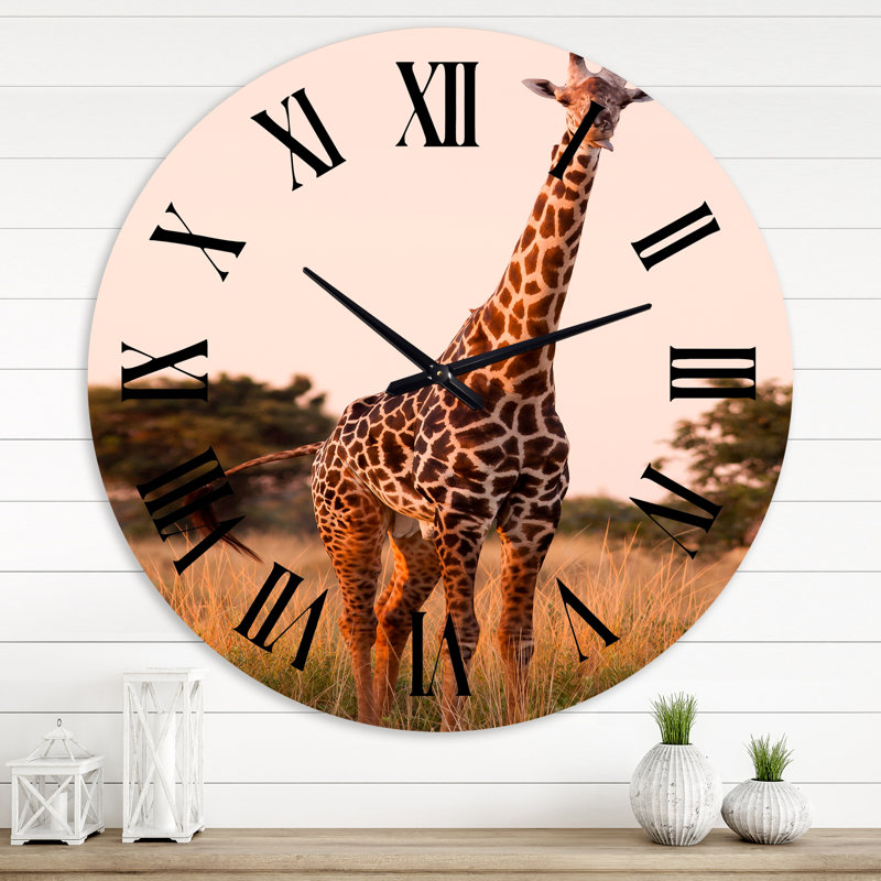 Girafe africaine dans la nature - horloge murale, Surdimensionné