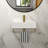 21"X12" Wall-Mounted Rectangular Ceramic Bathroom Sink With Gold Towel Bar & Overflow, Gold Faucet-43147498