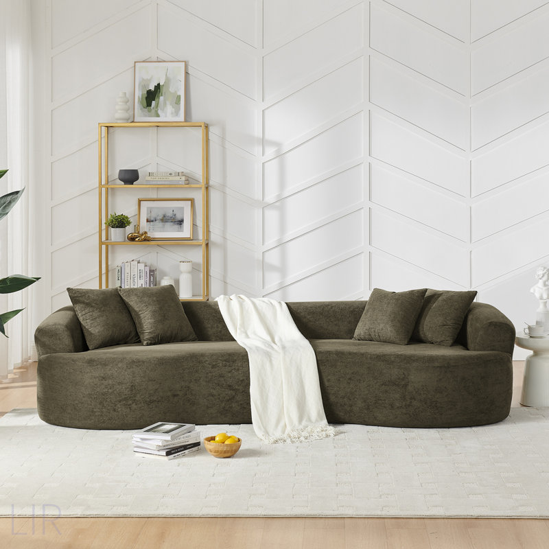 Canapé modulaire courbé 4 places Modern Cloud, design minimaliste, sans assemblage, tissu chenille doux pour un confort ultime