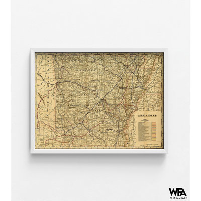 Arkansas 1895, carte antique de l'Arkansas, rénovation de chambre d'amis rustique, décoration murale de chambre à coucher principale, art mural de cuisine simple, art de ferme