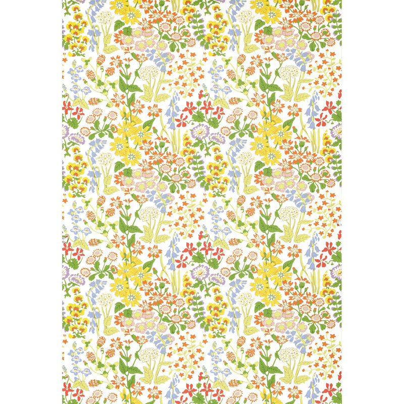 NYMPH FLORAL WALLCOVERING, YellowIvory/Yellow/Red/Green