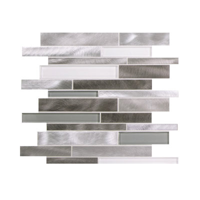 Twilight Random Sized Straight Edge Metal and Glass Mosaic Tile