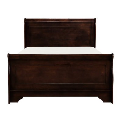 Lit double traditionnel en cerisier foncé avec structure de base requise