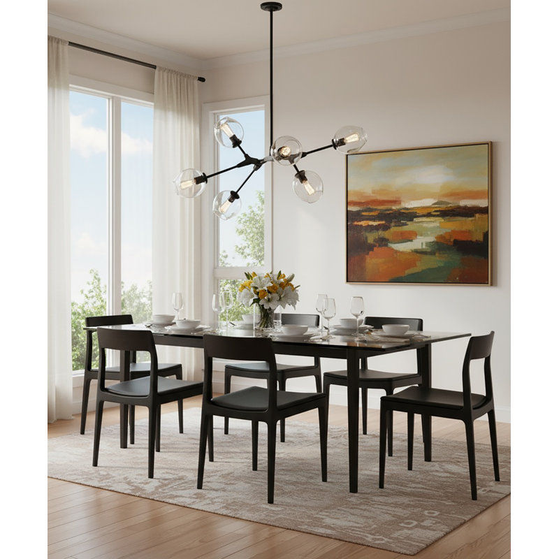 Lustree linéaire 5 lumières spoutnik modern Ellar, Noir