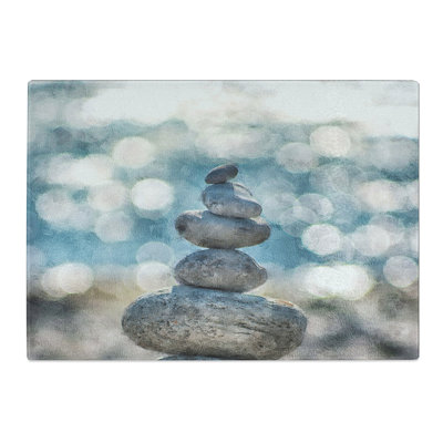 Tempered Glass Stacked Zen Stones Chopping Board