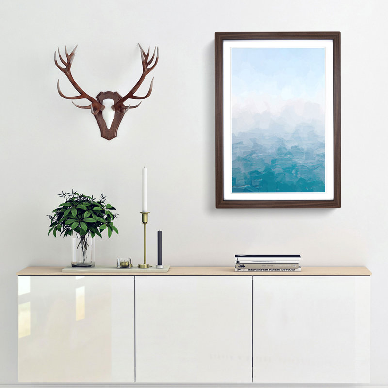 Sea Meeting the Sky in Abstract - Picture Frame Graphic Art Print, 91cm H x 60cm W x 2cm D, Walnut