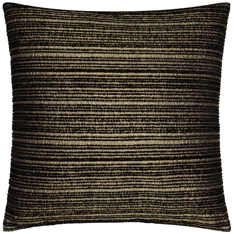 Jupiter Striped Square Cushion, Polyester, Black