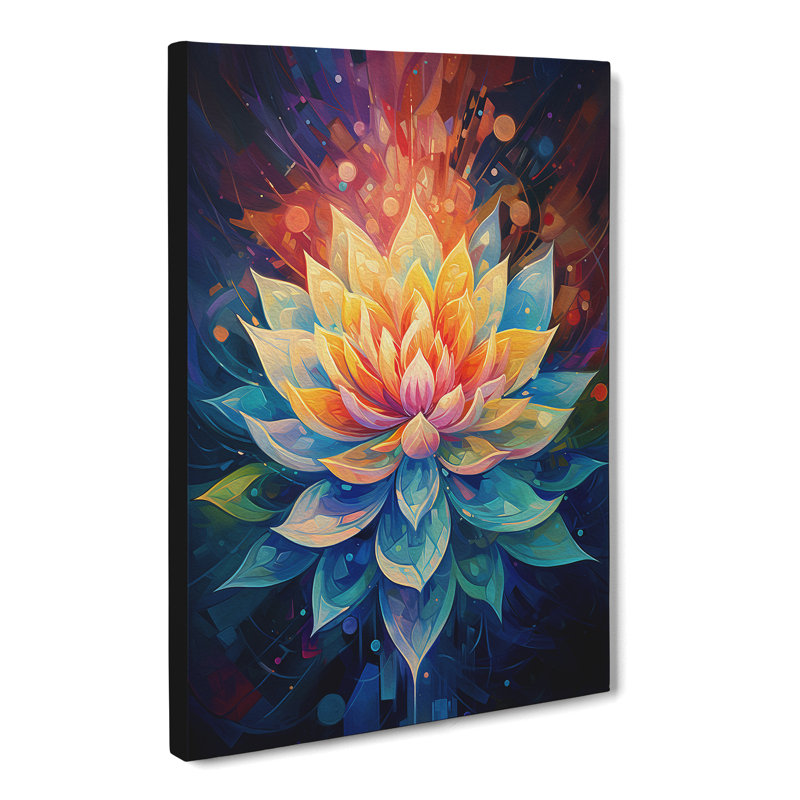 Lotus Flower Orphism Art - Wrapped Canvas, 76cm H x 50cm W x 3cm D