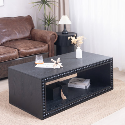 Table basse Beaded Edge - Table centrale rectangulaire de 47,6 po avec tablette de rangement ouverte 