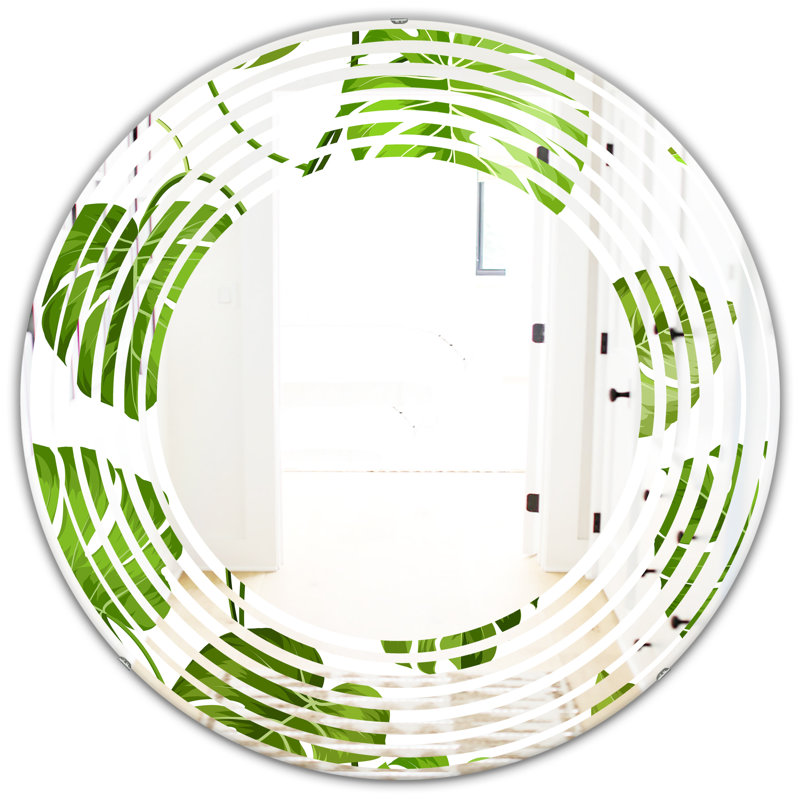 Miroir mural Wave, 31,5 po x 31,5 po, Vague de feuilles de palmier II