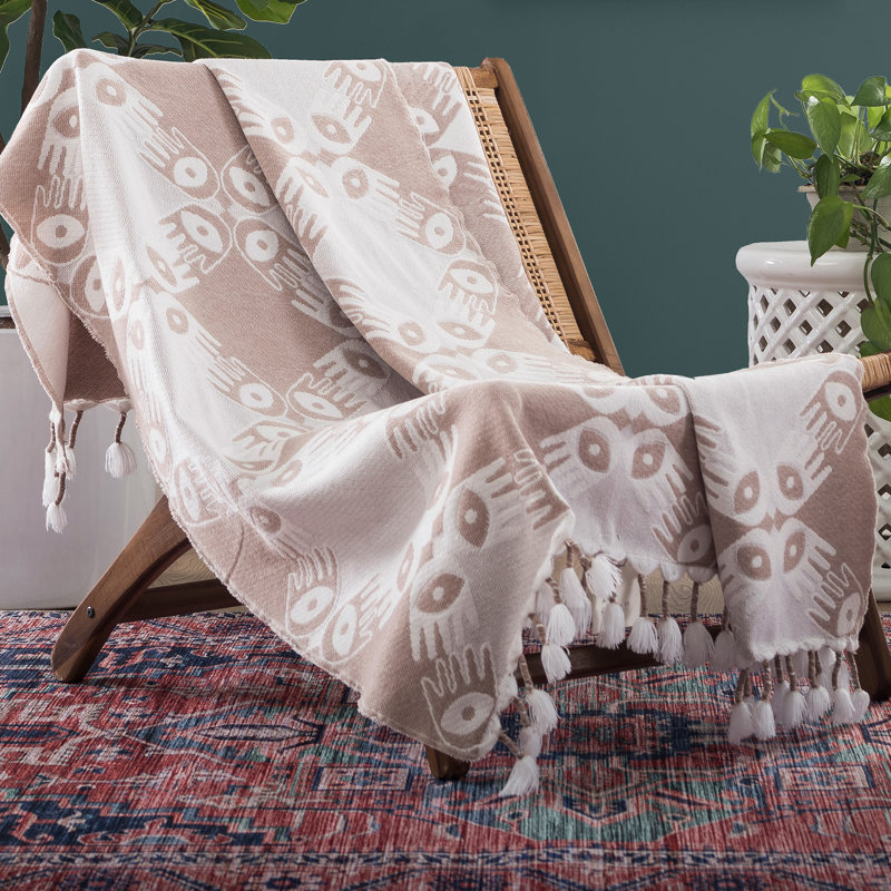 Hand in Hand Woven Fringed Throw Blanket