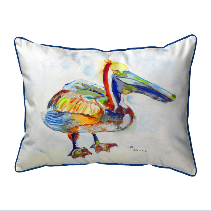 Heathcliff Pelican Pelican Outdoor Rectangular Pillow Cover and Insert, 11" H x 14" W