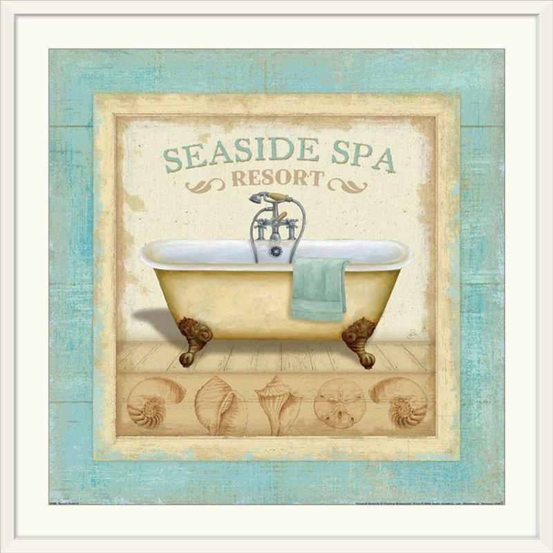«Beach Hotel II» par Daphne Brissonnet, impression, H 32 po x l 32 po x P 1 po, Cadre blanc