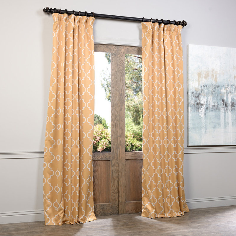 Rideau en polyester Roth, Beige / marine, l 50 po x L 84 po