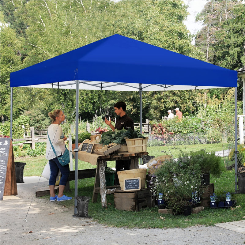 12 Ft. W X 12 Ft. D Metal Pop-Up Canopy with One-Push-To-Lock Setup Mechanism, Blue