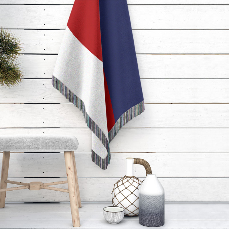 Jeté tissé Boston, l 50 po x L 60 po, Blanc/rouge/bleu
